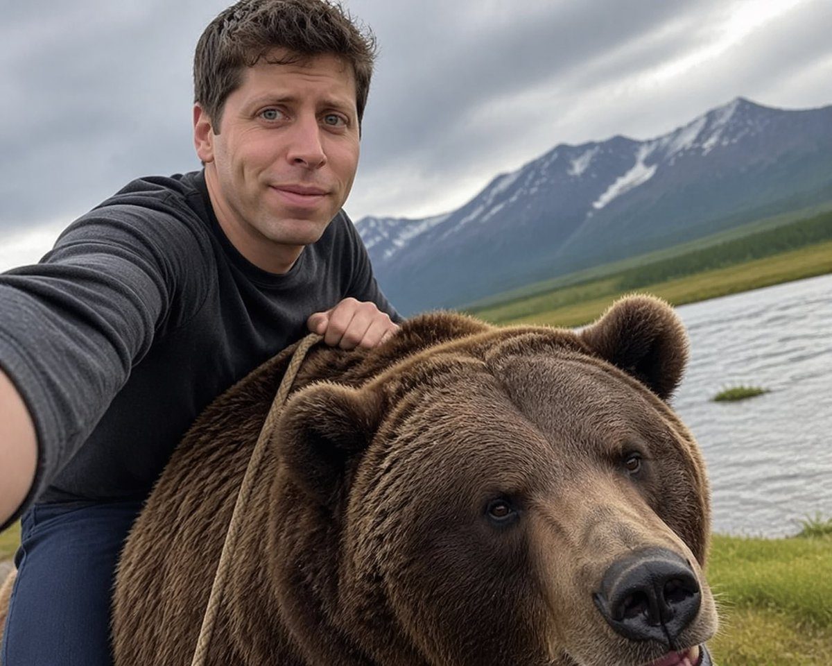 Sam Altman selfie riding a bear: GPT Image 2 prompt