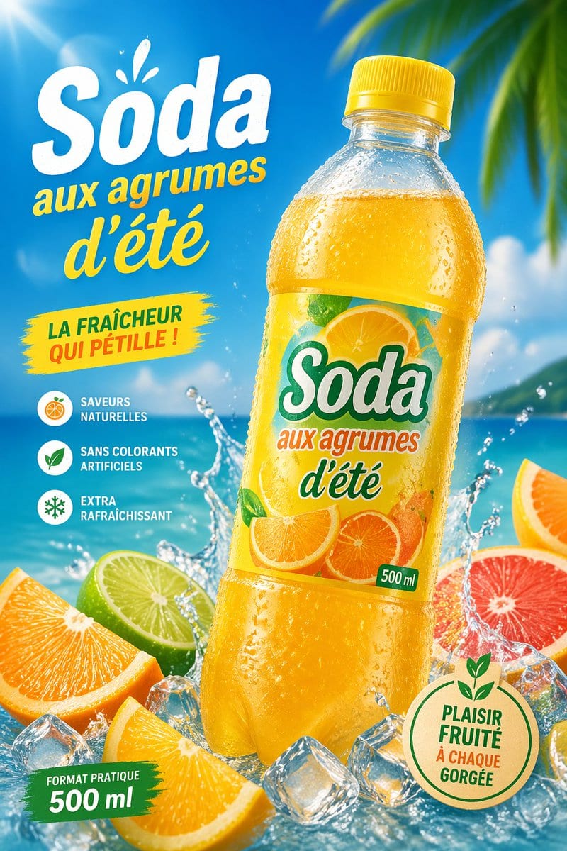 Tropical citrus soda poster: GPT Image 2 prompt