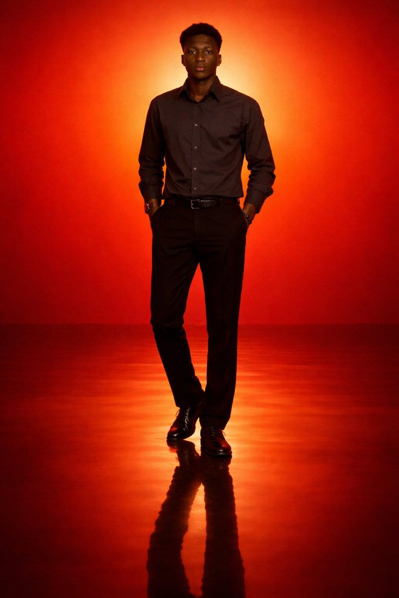 Solitary man in red gradient: GPT Image 2 prompt