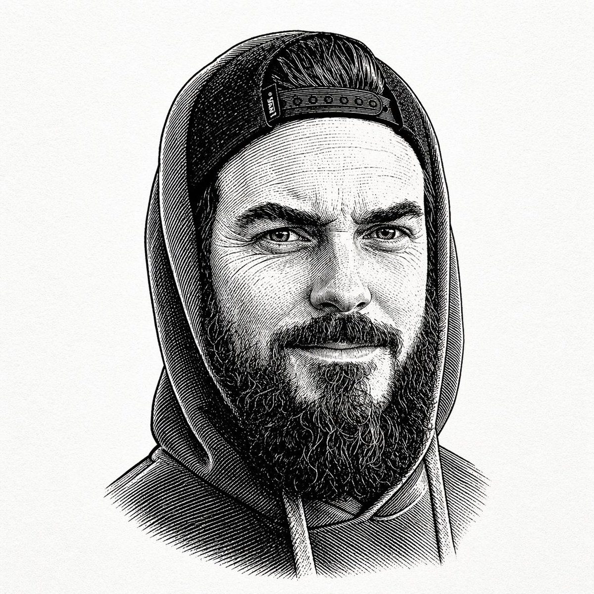 Engraved hooded bearded portrait: GPT Image 2 prompt