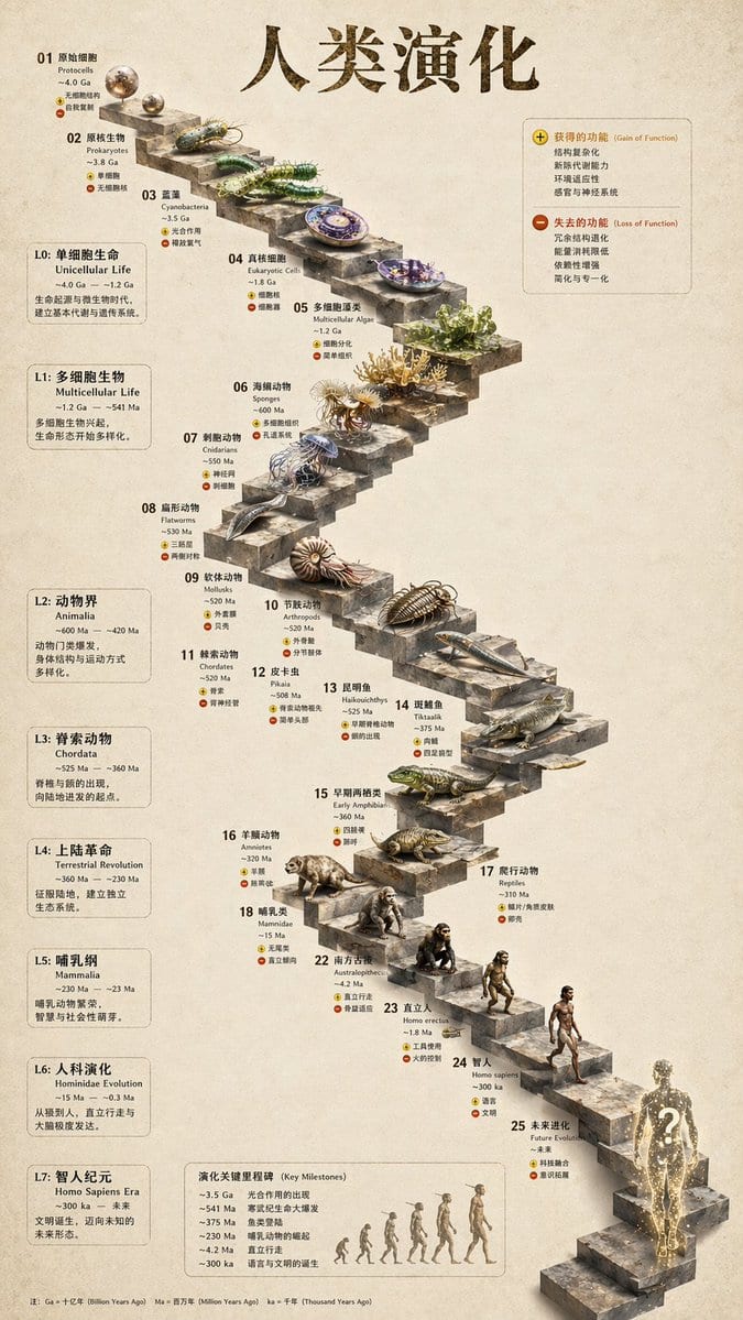 3D realistic evolution timeline: GPT Image 2 prompt
