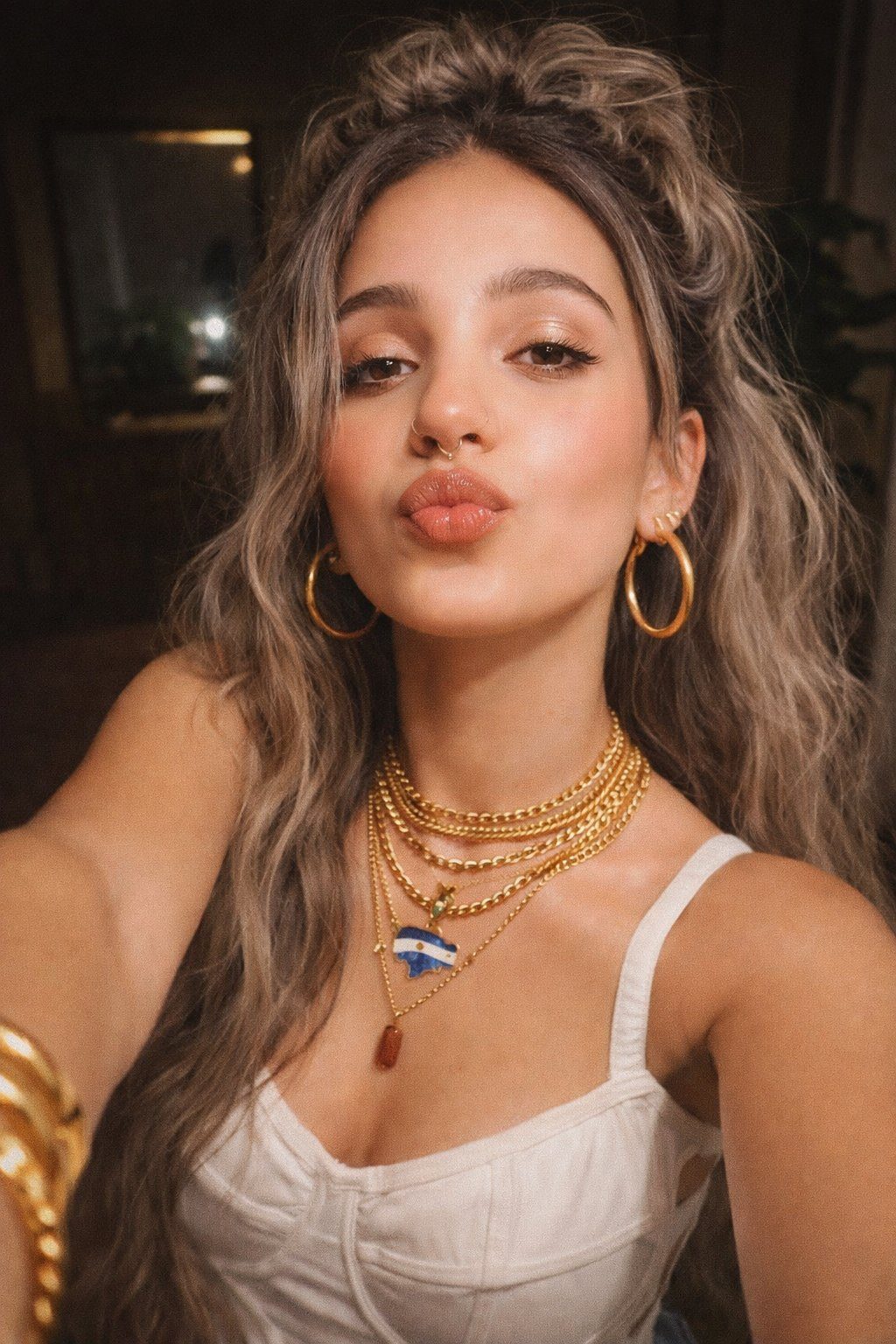 Layered gold jewelry portrait: GPT Image 2 prompt
