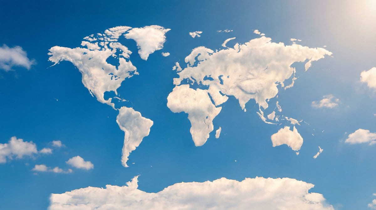 Continent-shaped cloud sky: GPT Image 2 prompt