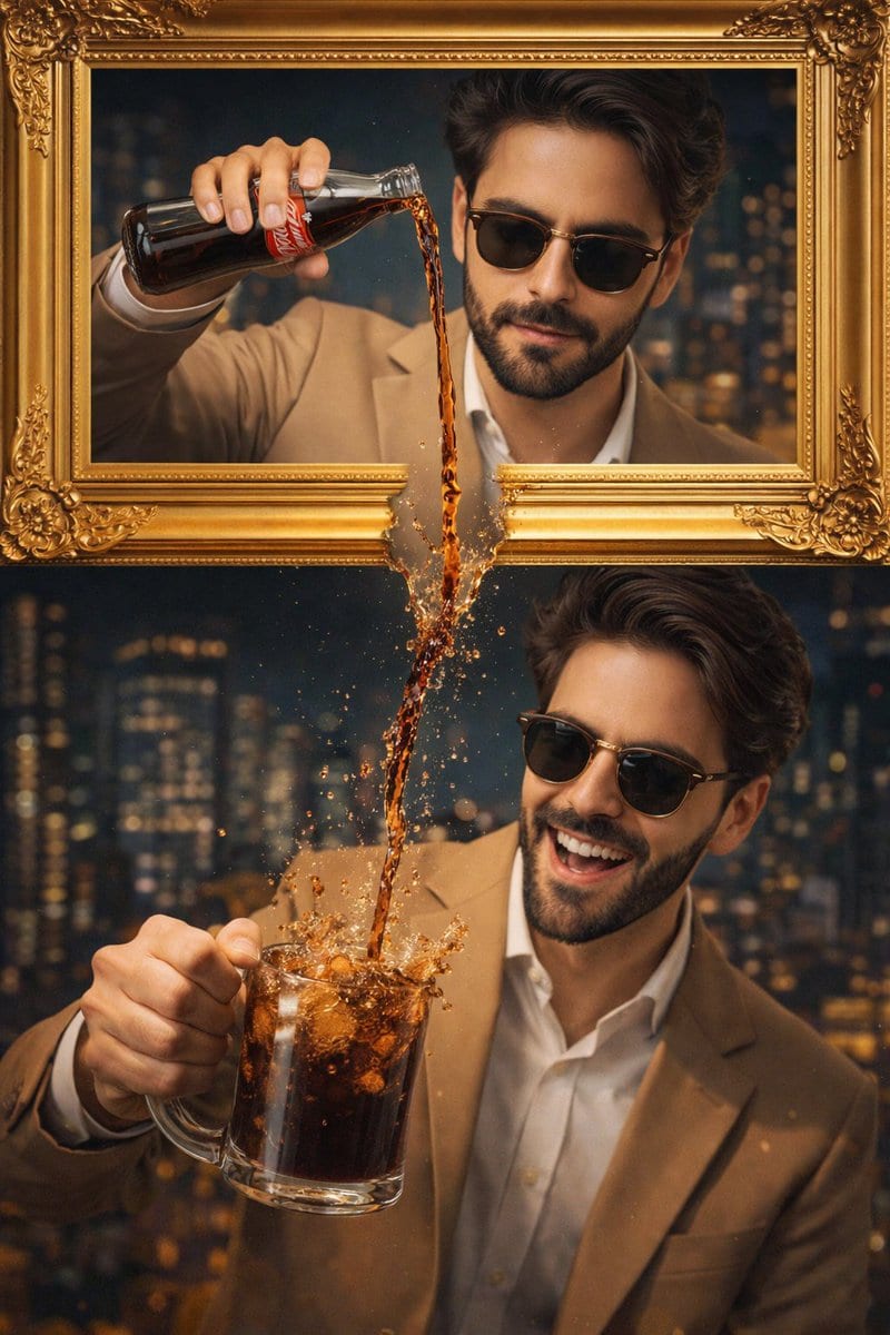 Dual-frame Cola pour ad: GPT Image 2 prompt