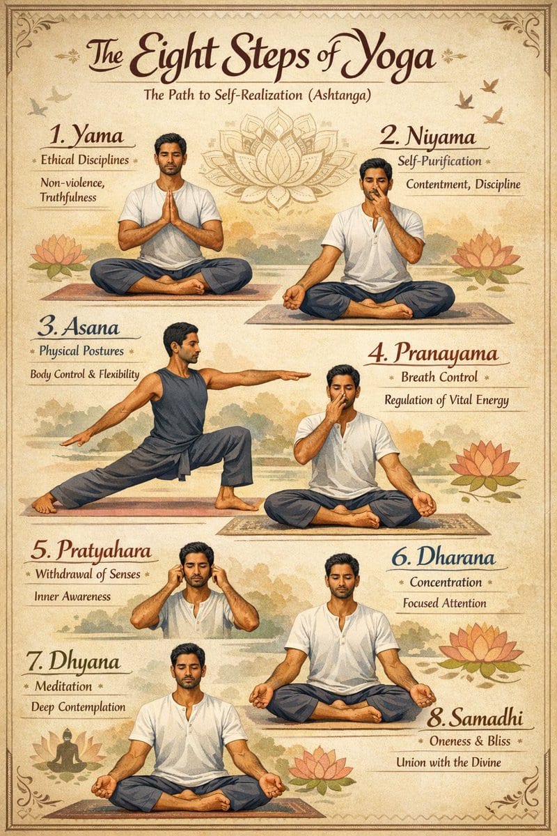 Indian yoga steps infographic: GPT Image 2 prompt