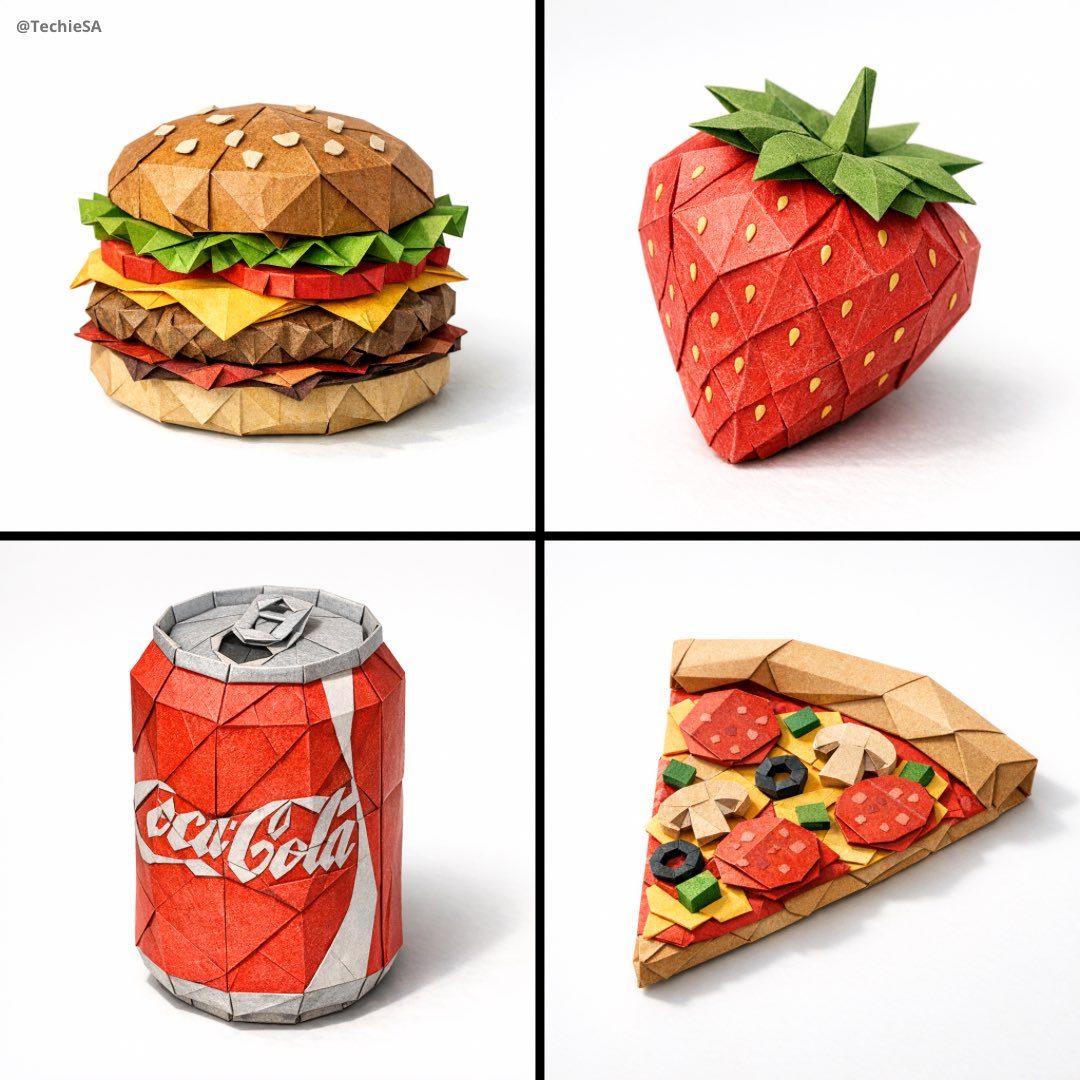 Origami paper food art: GPT Image 2 prompt