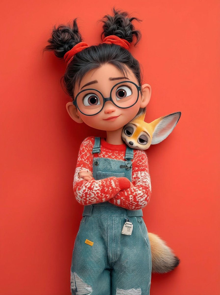 Pixar girl with fennec fox: GPT Image 2 prompt