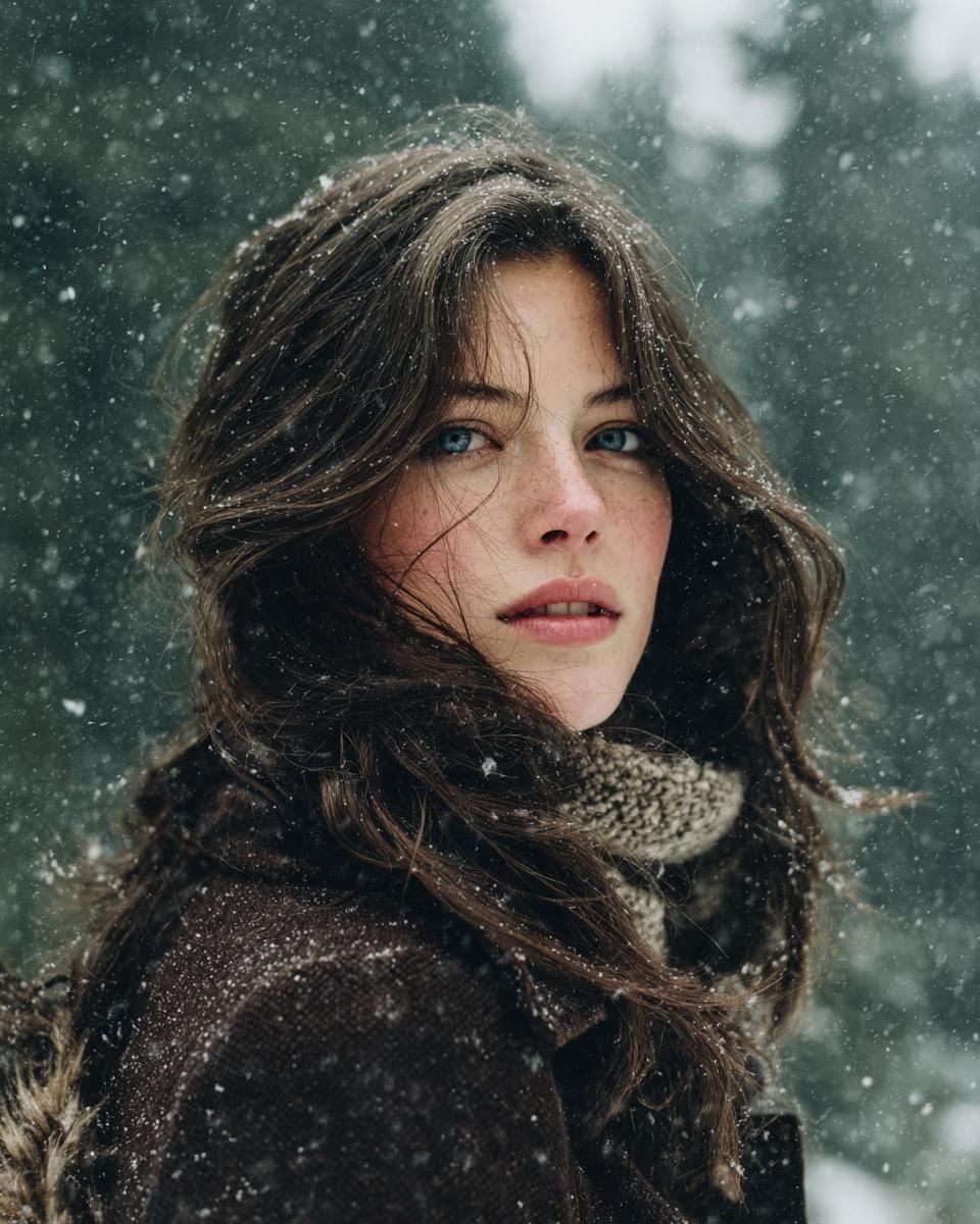 Winter forest woman portrait: GPT Image 2 prompt