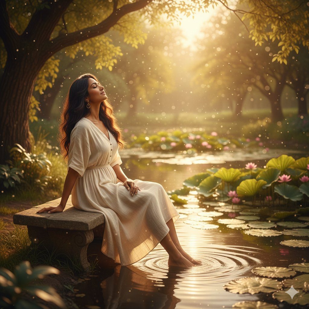 Pond linen dress portrait: GPT Image 2 prompt