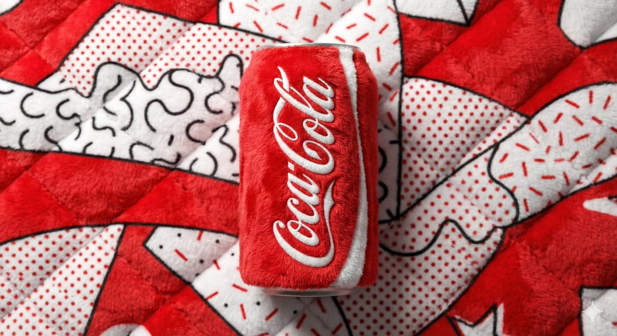 Plush fabric beverage can ad: GPT Image 2 prompt
