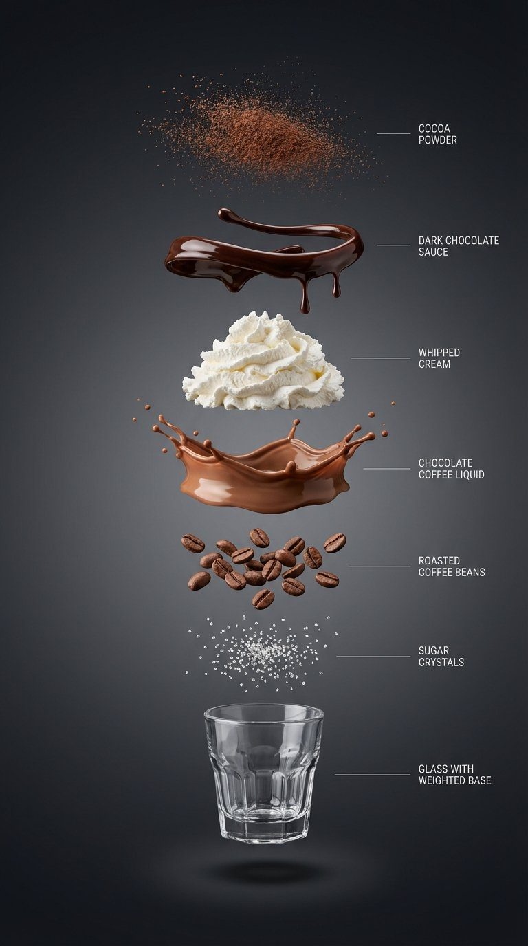Chocolate coffee exploded shot: GPT Image 2 prompt