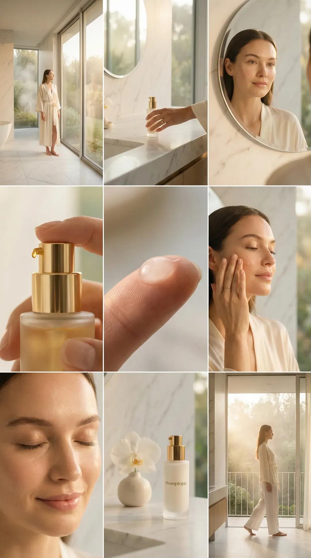 Skincare routine multi-scene: GPT Image 2 prompt