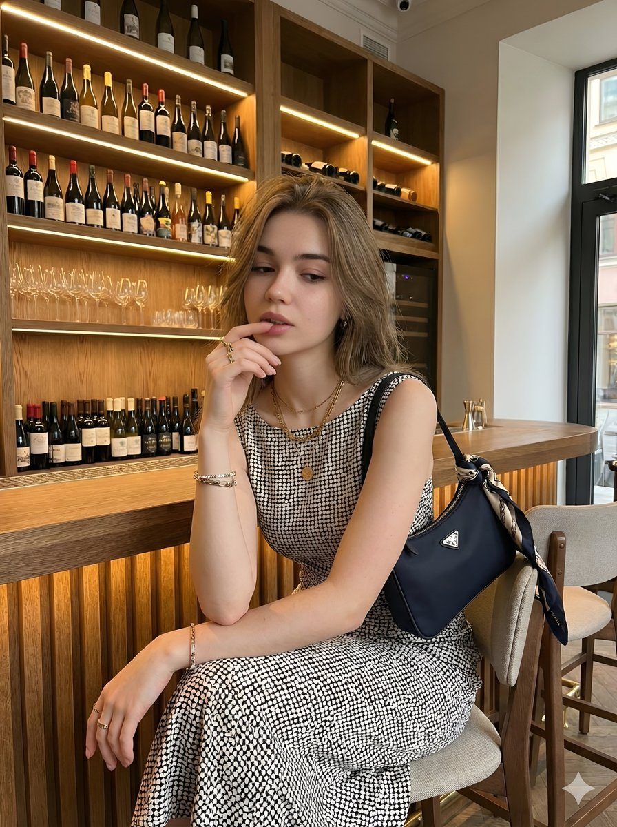Polka dot wine bar luxury portrait: GPT Image 2 prompt