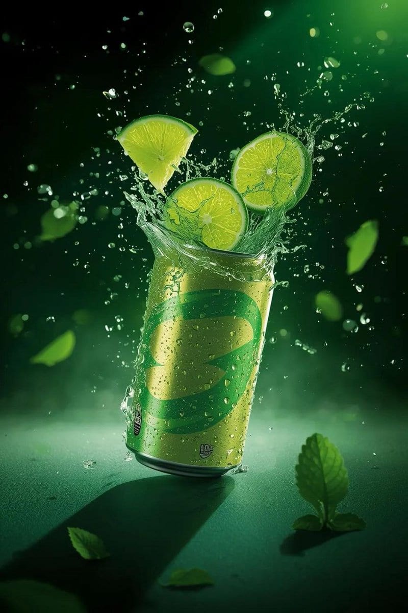 Lime soda can mid-air explosion: GPT Image 2 prompt