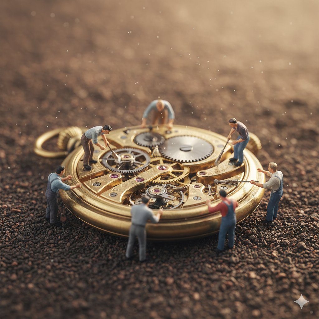 Tiny restorers fixing pocket watch: GPT Image 2 prompt