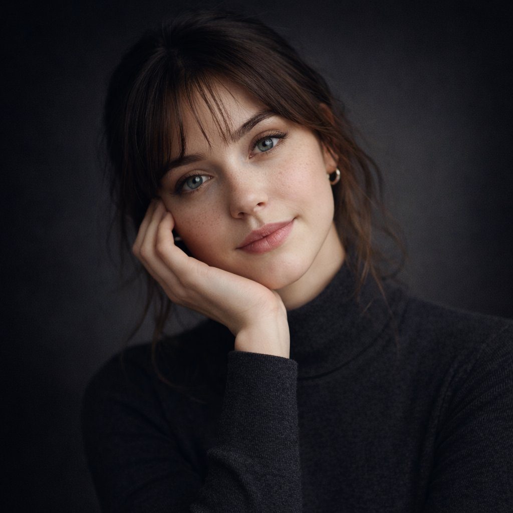 Gray turtleneck studio portrait: GPT Image 2 prompt
