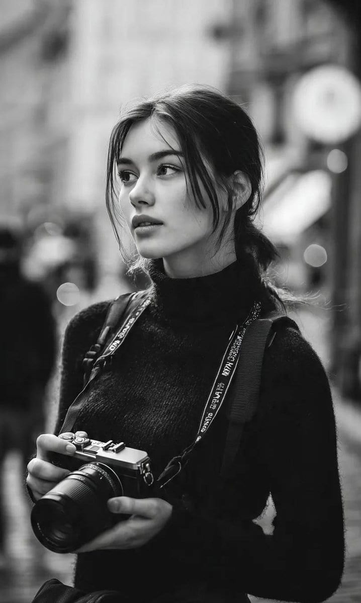 Photographer street monochrome portrait: GPT Image 2 prompt