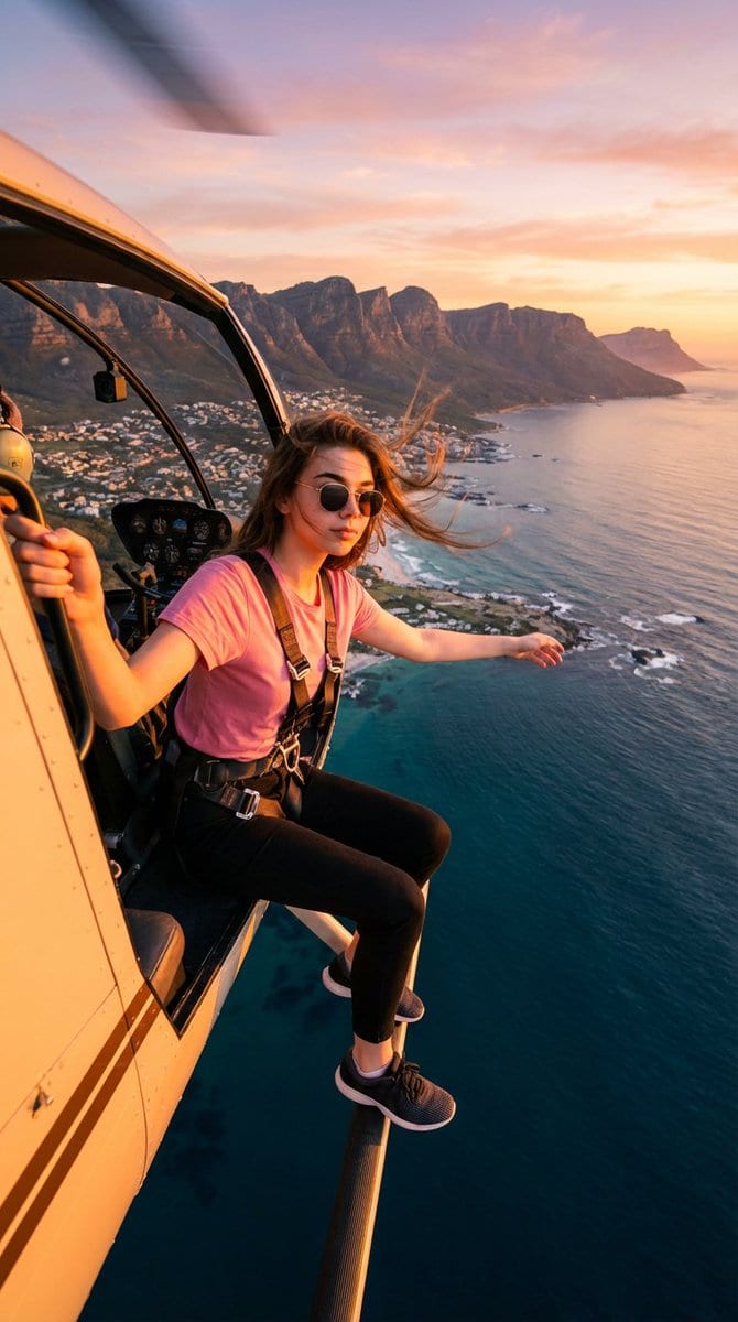 16:9 helicopter edge aerial portrait: GPT Image 2 prompt