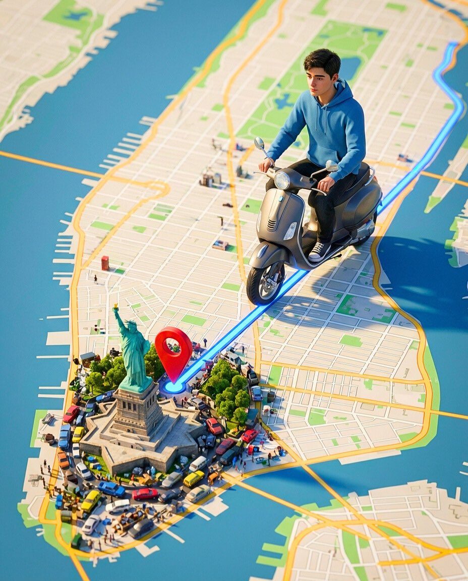 Scooter GPS map scene: GPT Image 2 prompt