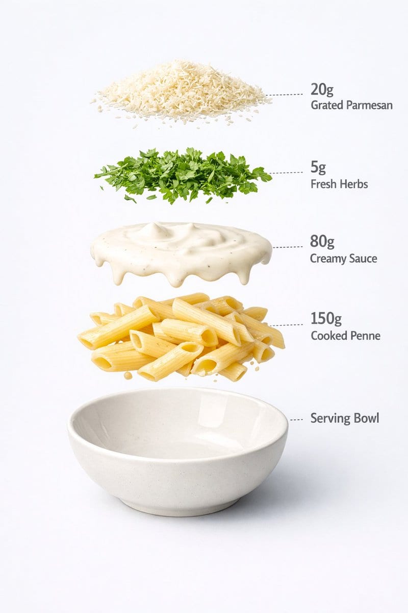 Creamy white-sauce penne: GPT Image 2 prompt
