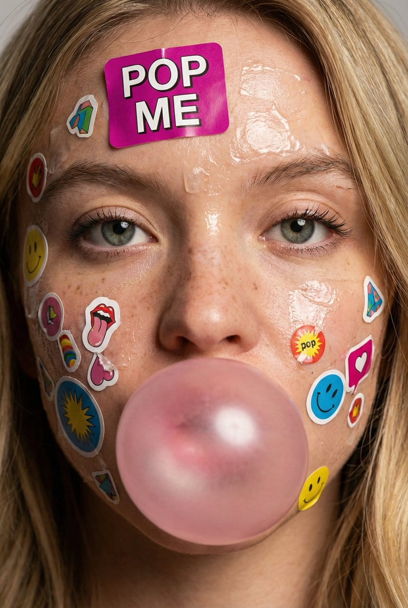 Sticker bubblegum face: GPT Image 2 prompt