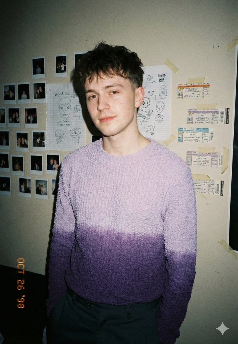 Lavender knit indie shot: GPT Image 2 prompt