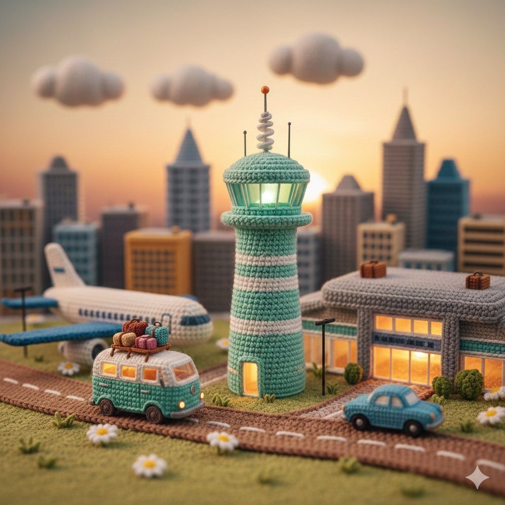Crochet airport diorama: GPT Image 2 prompt