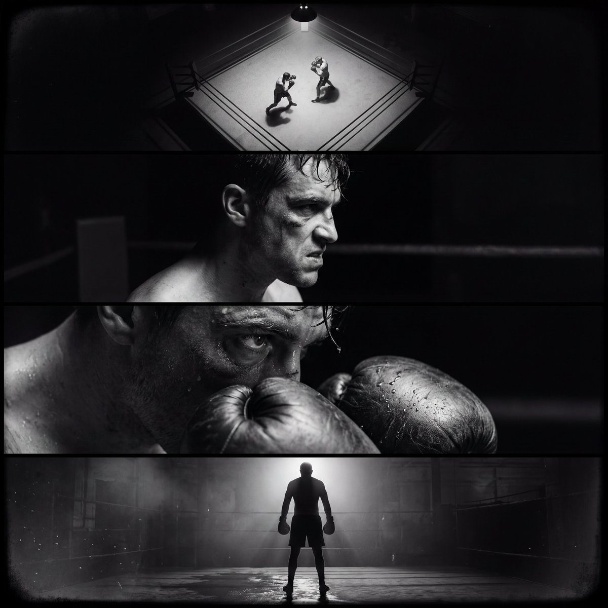 Film noir 4-panel boxer: GPT Image 2 prompt