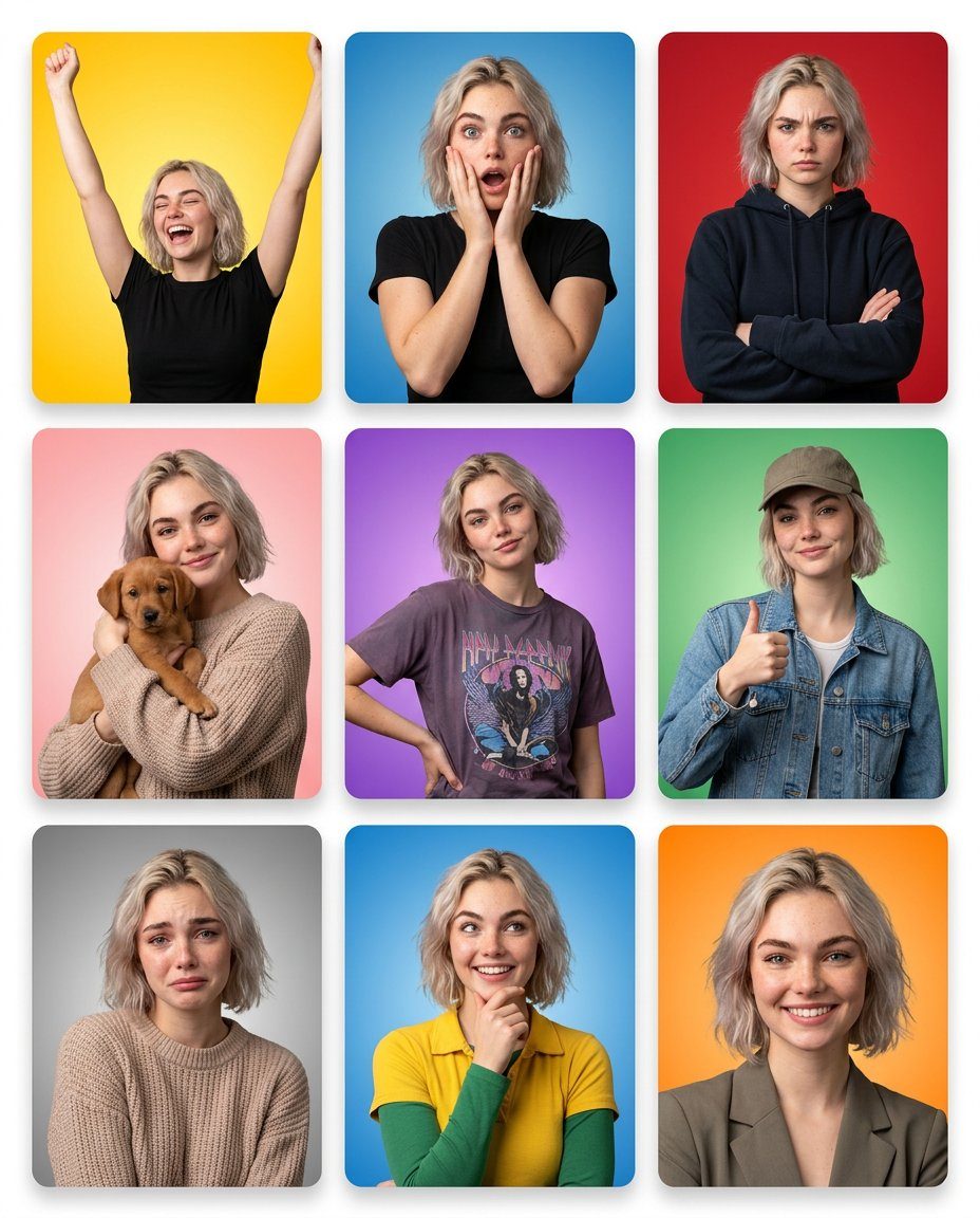 4-panel emotion grid portrait: GPT Image 2 prompt