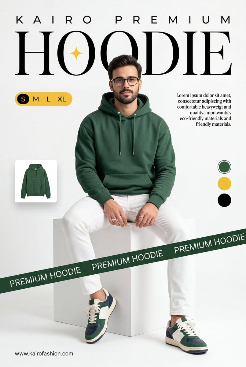 Racing green hoodie cube ad: GPT Image 2 prompt