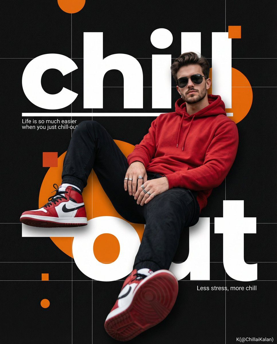 Chill-out red hoodie poster: GPT Image 2 prompt