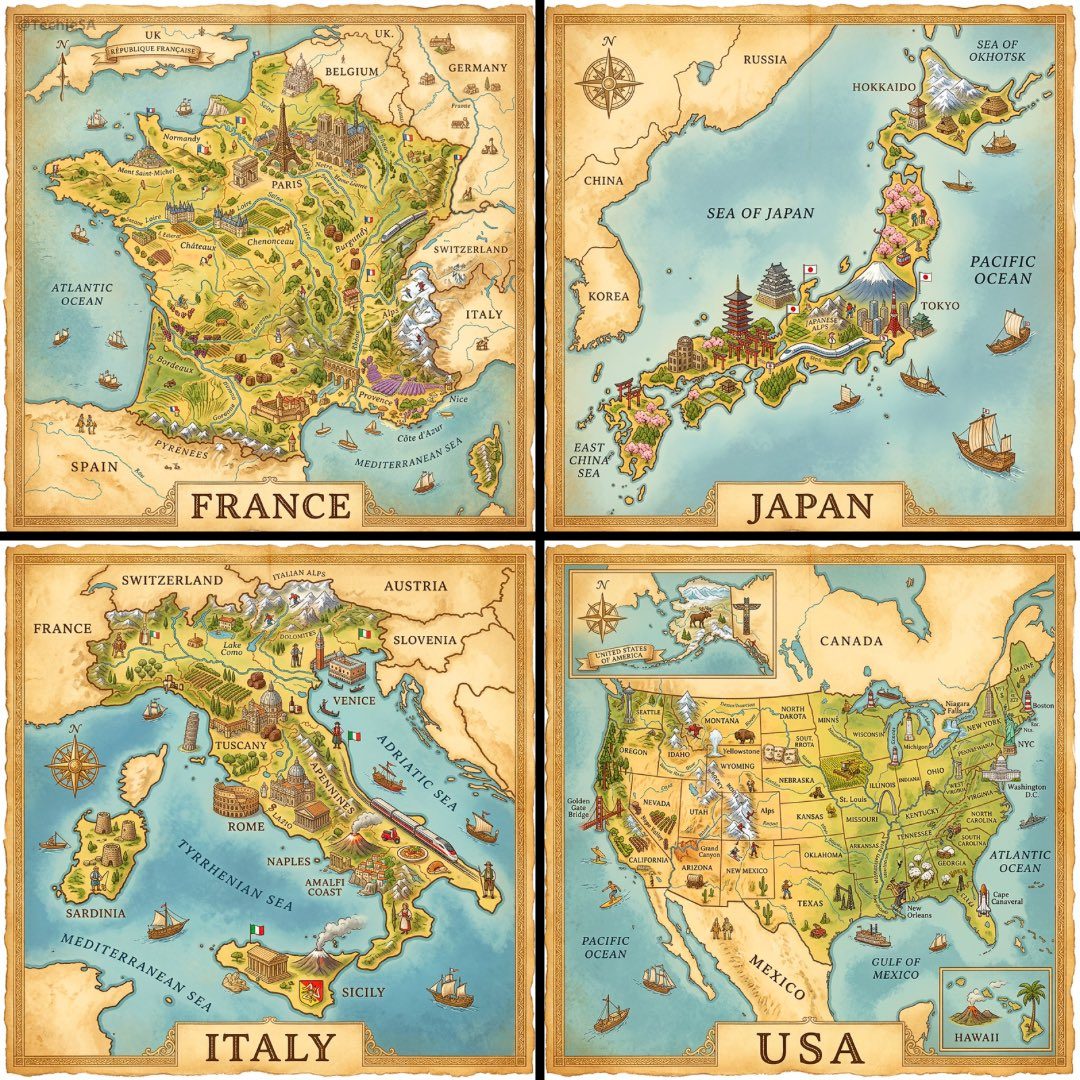 Vintage isometric country map: GPT Image 2 prompt