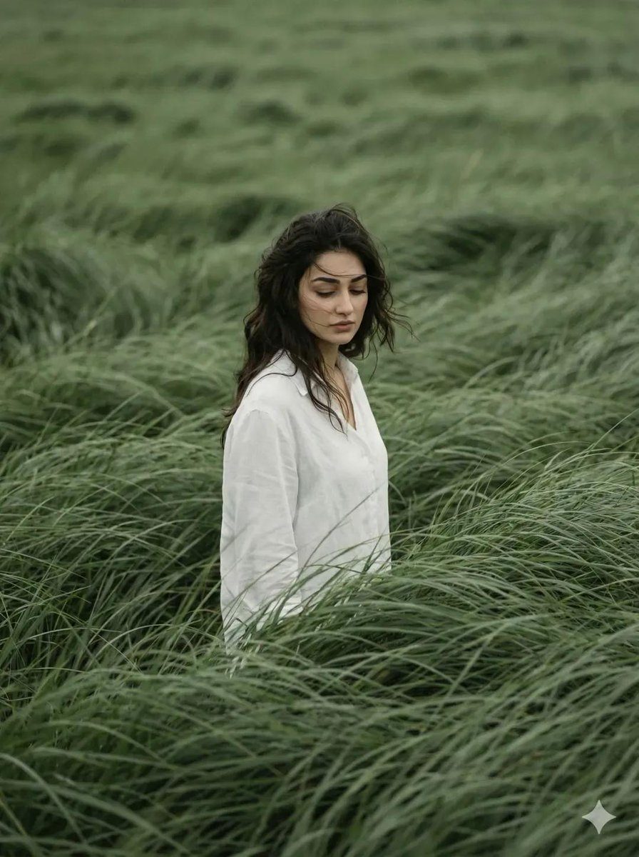 Sage grass field portrait: GPT Image 2 prompt