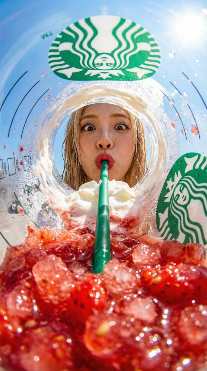 Starbucks frappuccino fisheye: GPT Image 2 prompt