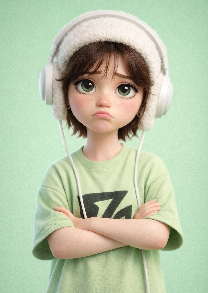 Pastel green pouty character: GPT Image 2 prompt
