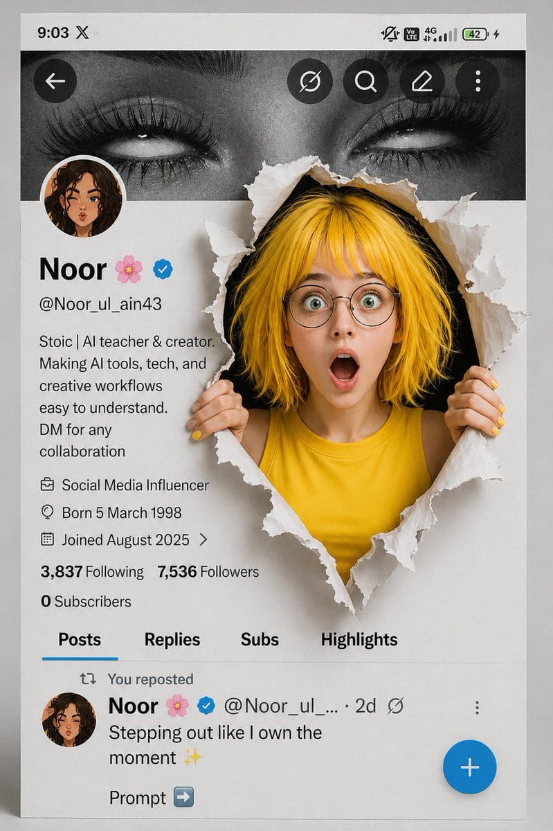 Torn paper social UI portrait: GPT Image 2 prompt