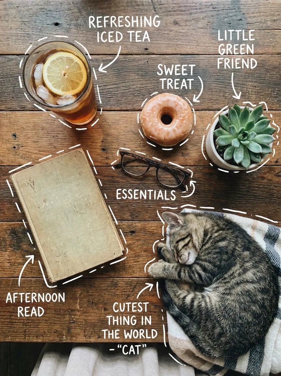 Cozy flat-lay doodle annotations: GPT Image 2 prompt