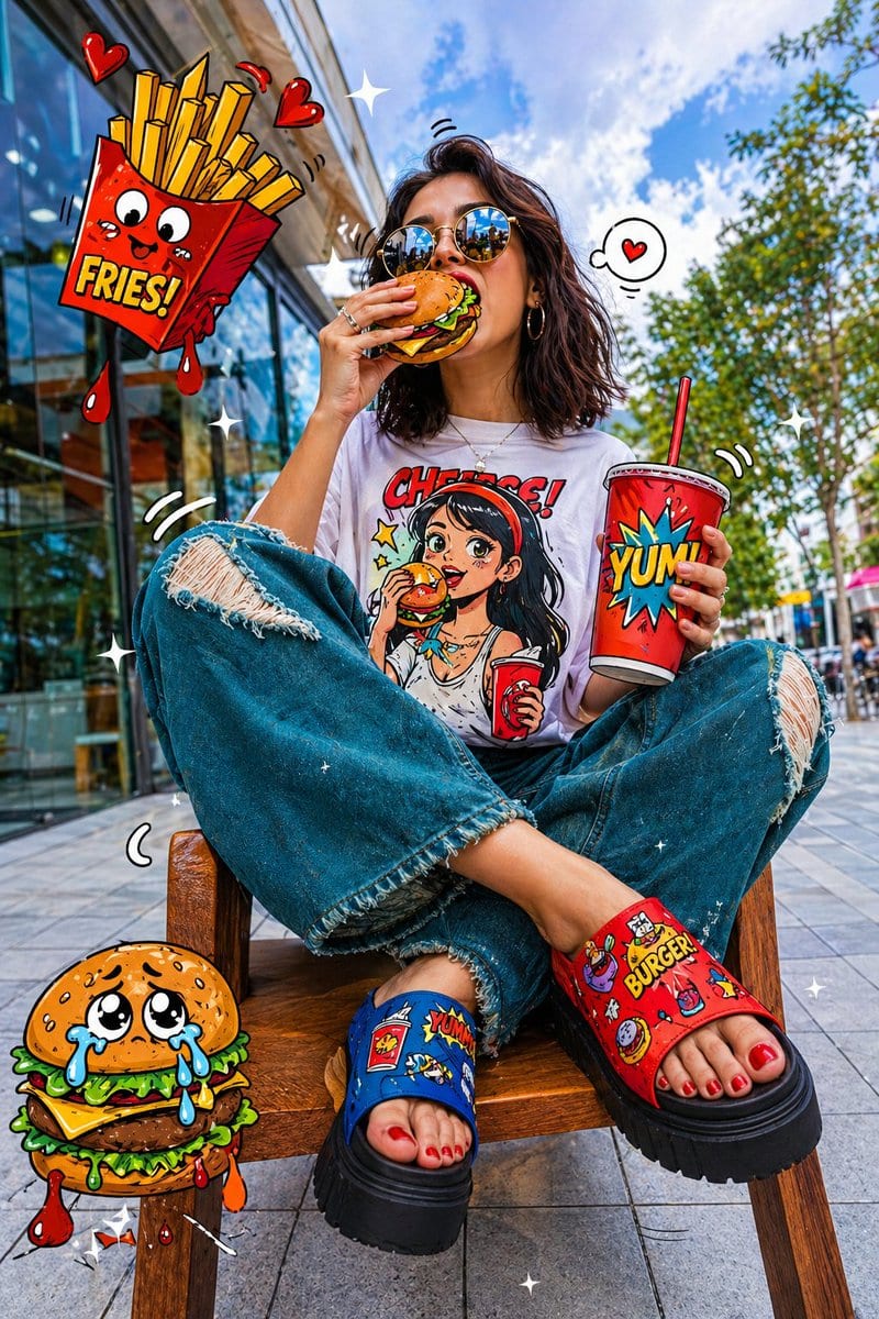 Cartoon burger comic-pop portrait: GPT Image 2 prompt