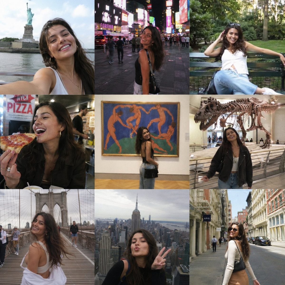 NYC vlogger 3x3 phone-photo grid: GPT Image 2 prompt