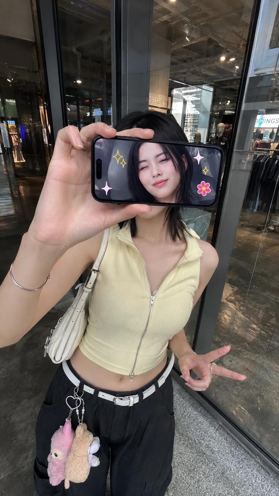 iPhone reflection portrait with phone-on-face: GPT Image 2 prompt