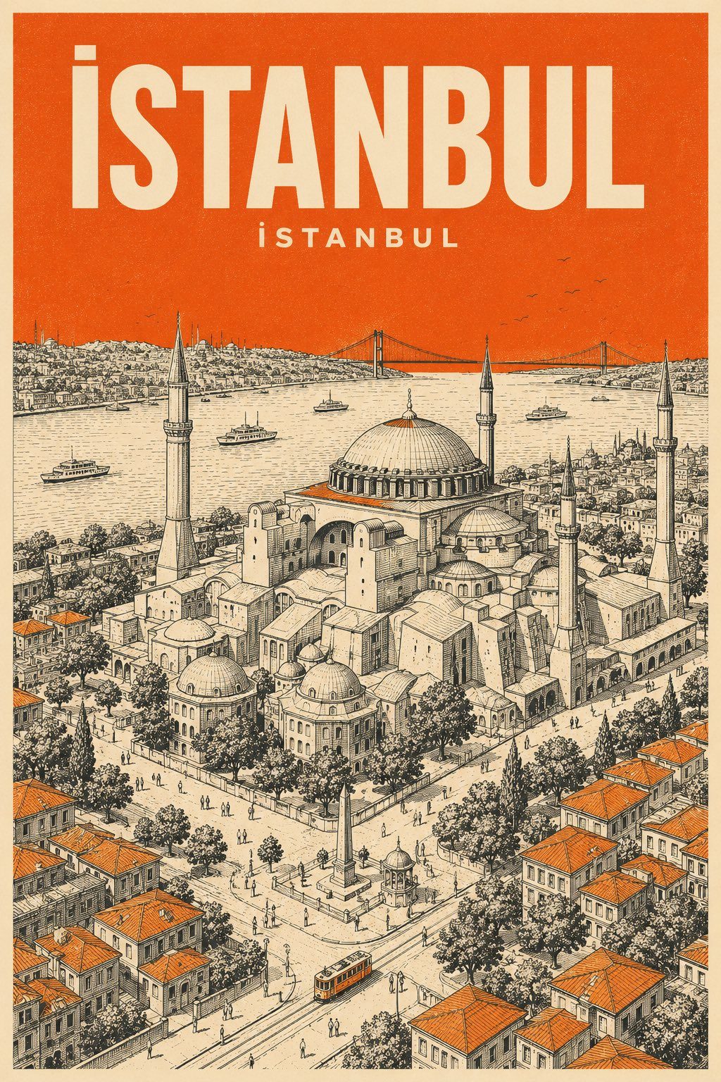 Mid-century isometric city travel poster: GPT Image 2 prompt