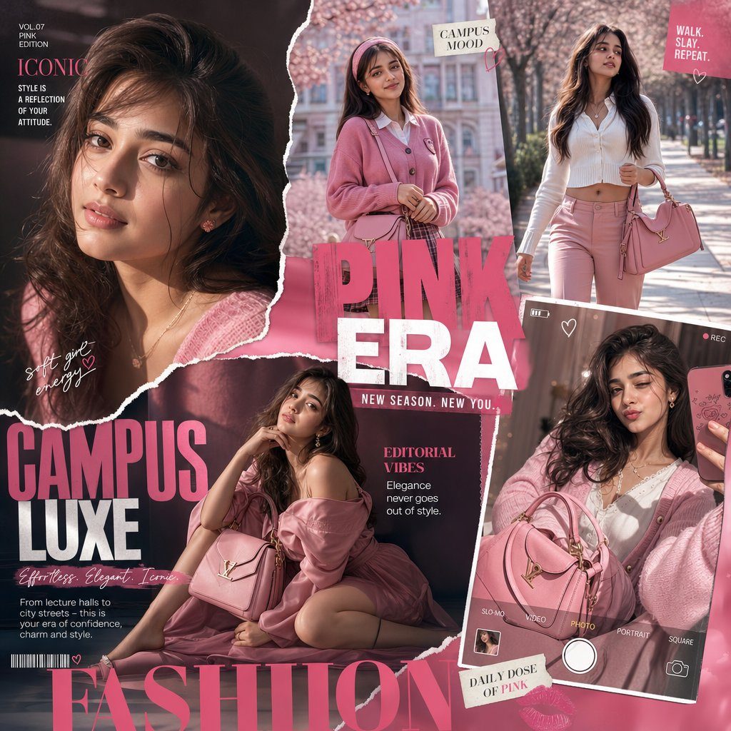 Pink luxury fashion magazine collage: GPT Image 2 prompt
