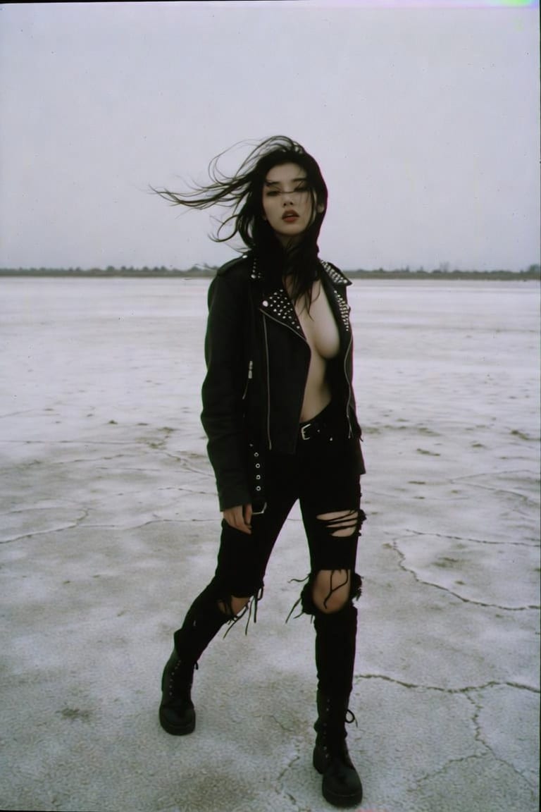 VHS punk streetwear portrait on salt flats: GPT Image 2 prompt