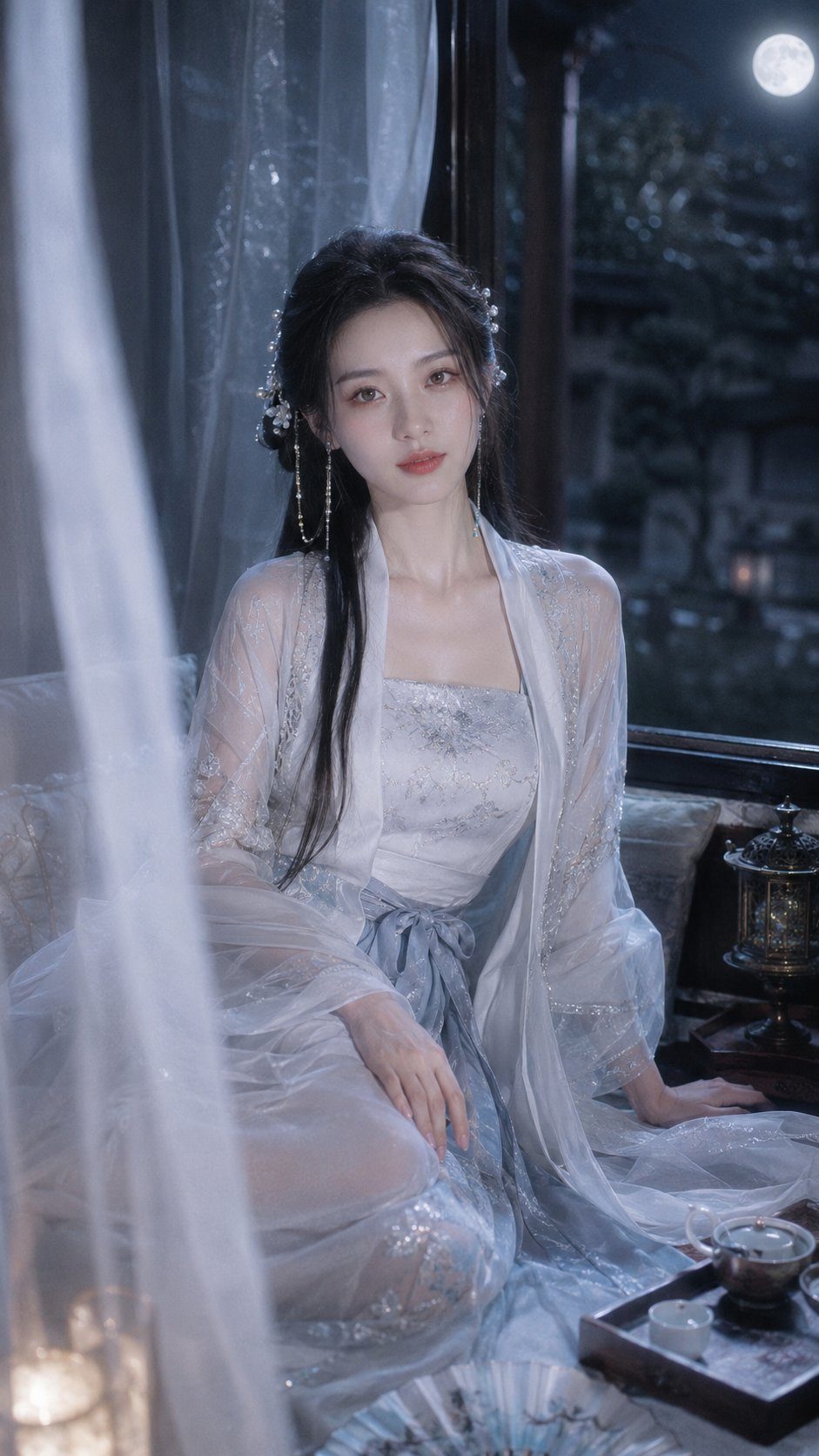 Moonlit guofeng hanfu window portrait: GPT Image 2 prompt
