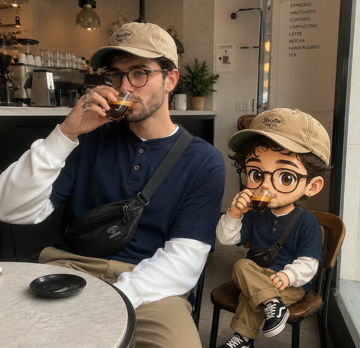 Chibi clone coffee shop photo: GPT Image 2 prompt