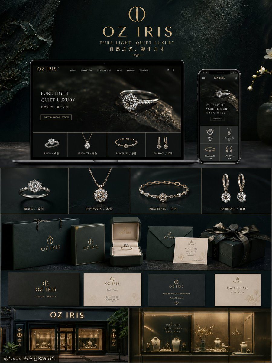 Luxury diamond jewelry brand board: GPT Image 2 prompt