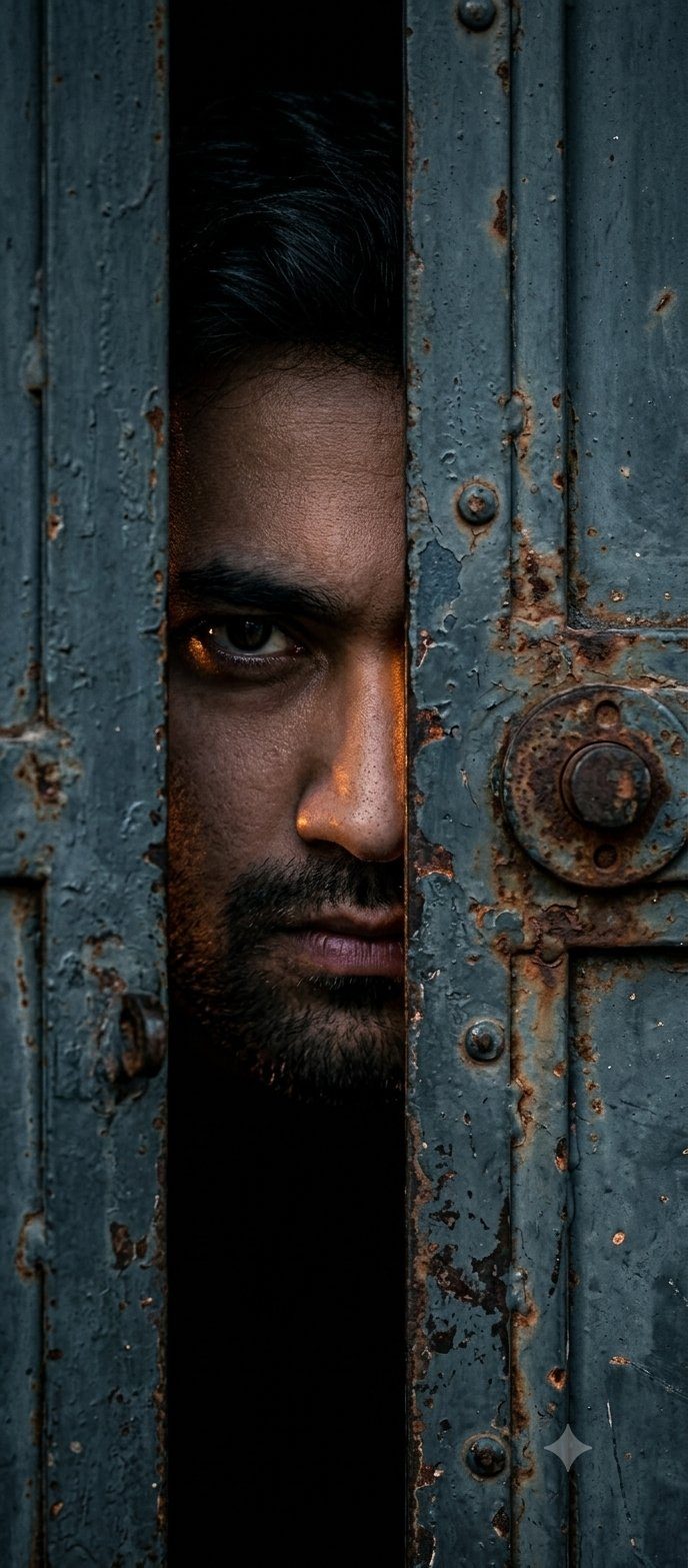 Cinematic door gap thriller close-up: GPT Image 2 prompt