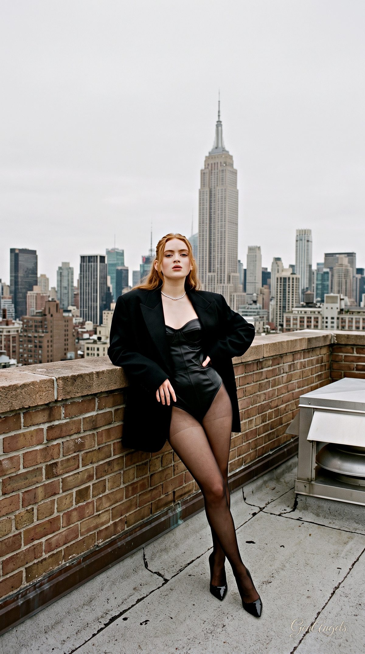 Emerald rooftop city portrait: GPT Image 2 prompt