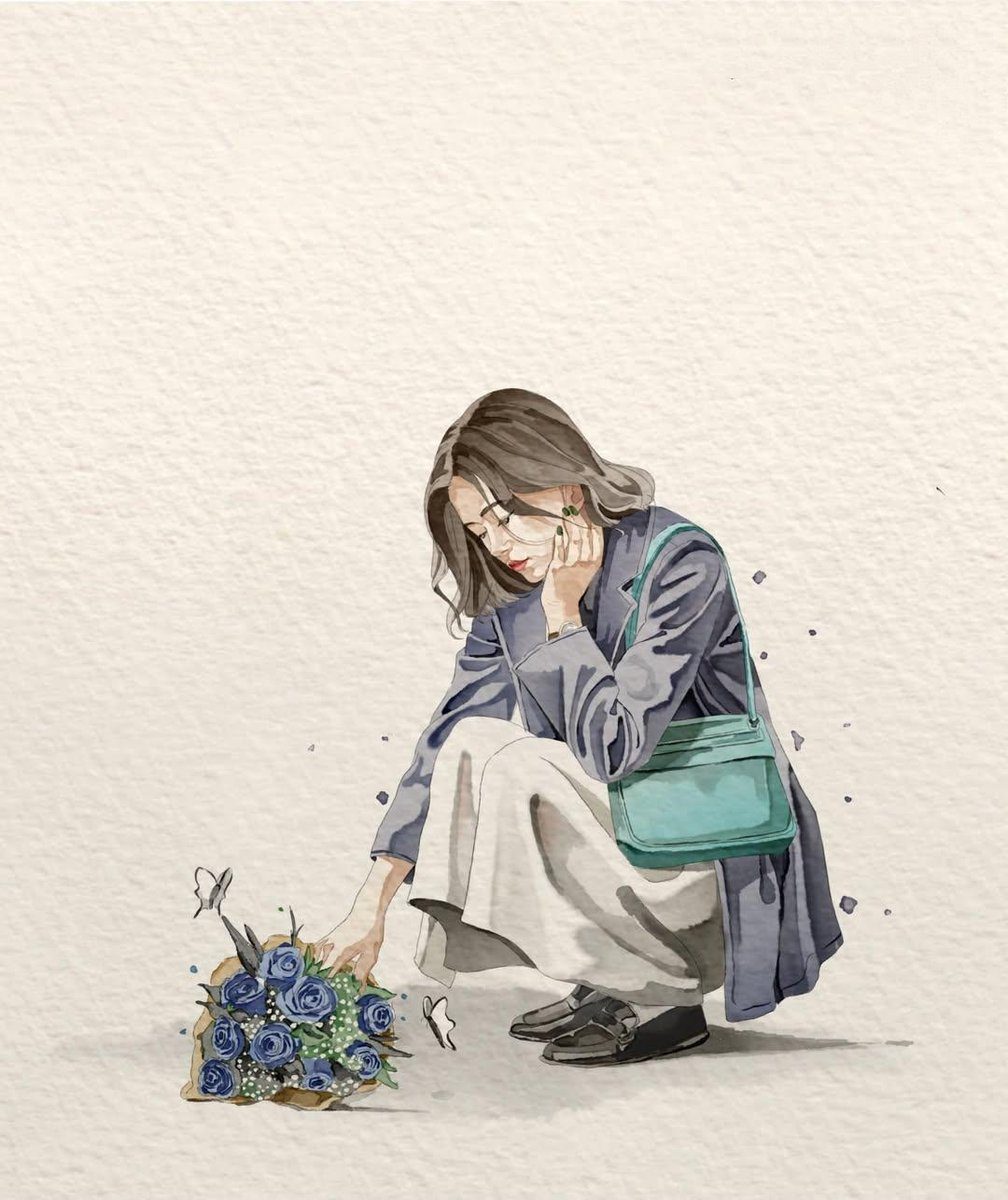 Minimal watercolor woman scene: GPT Image 2 prompt
