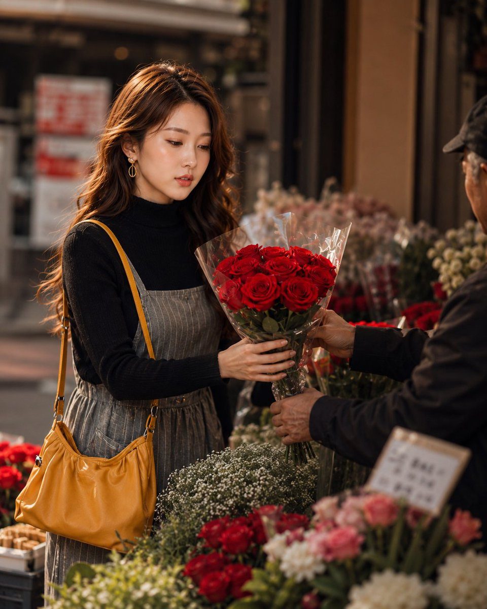Flower market rose portrait: GPT Image 2 prompt